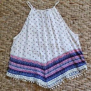Boho tank with crochet detail